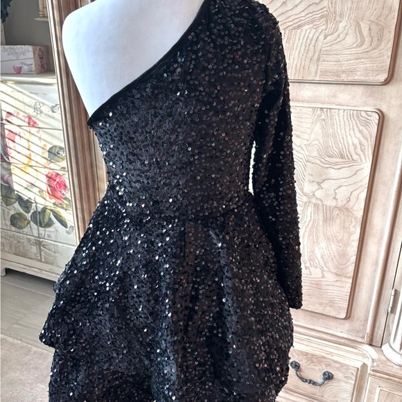 NEW Black Dress, Black Sequin Dress, Mini Dress, Prom Dress, NWOT Size 0 - Picture 5 of 10